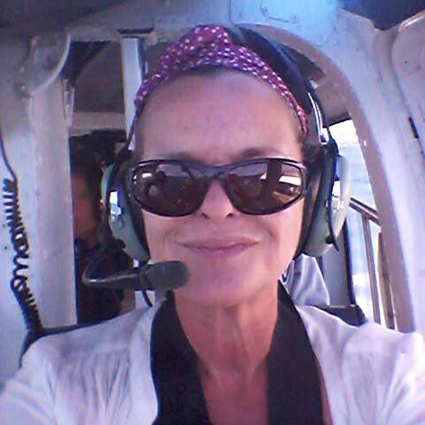 Kay Green in a Helicopter