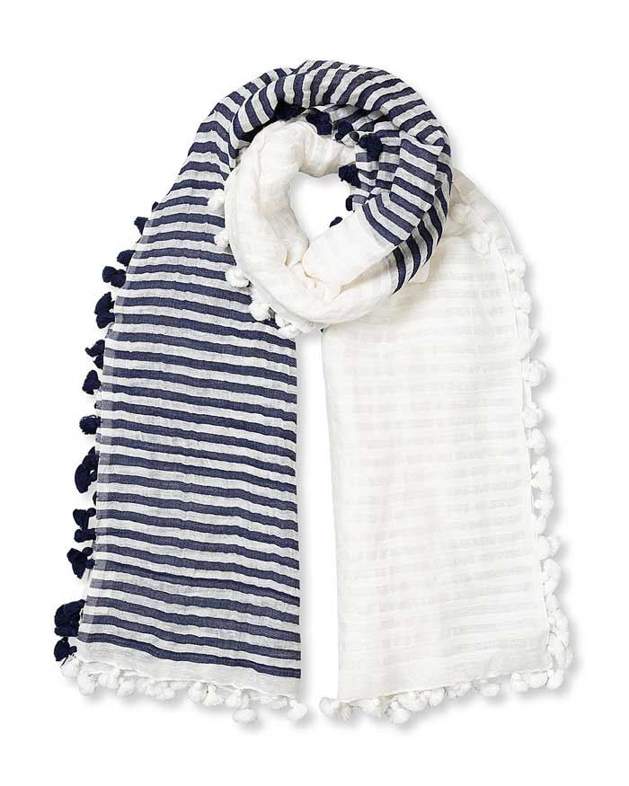 Strip cotton linen scarf