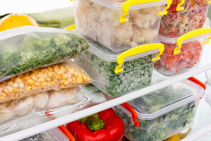 storing food in containers in the freezer