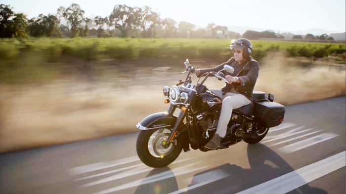 James Martin riding his Harley Davidson