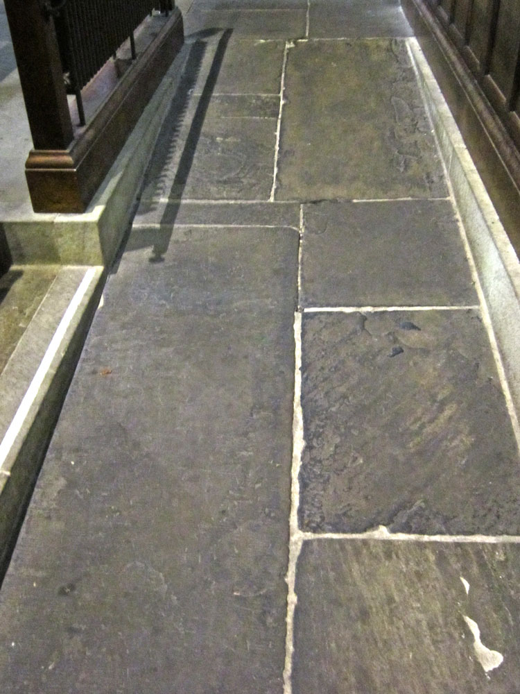 The area of Halifax Minster's north Aisle where Anne Lister was buried in 1841