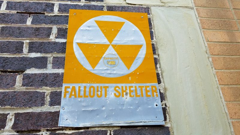 A nuclear fallout shelter warning sign