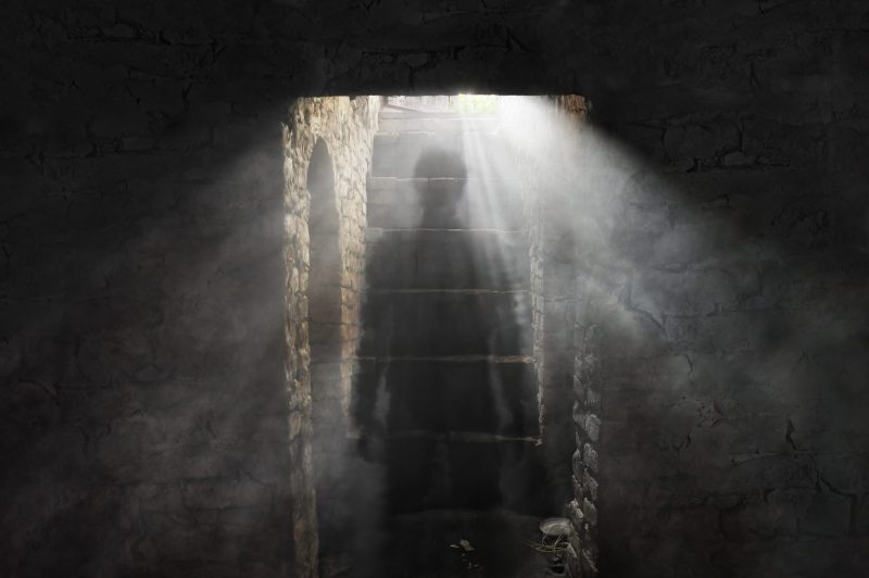 A ghost image illustrating the idea of ghosts in Clitheroe Castle