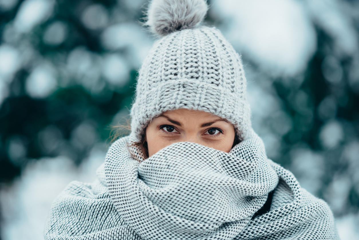 Woman wrapped up for winter