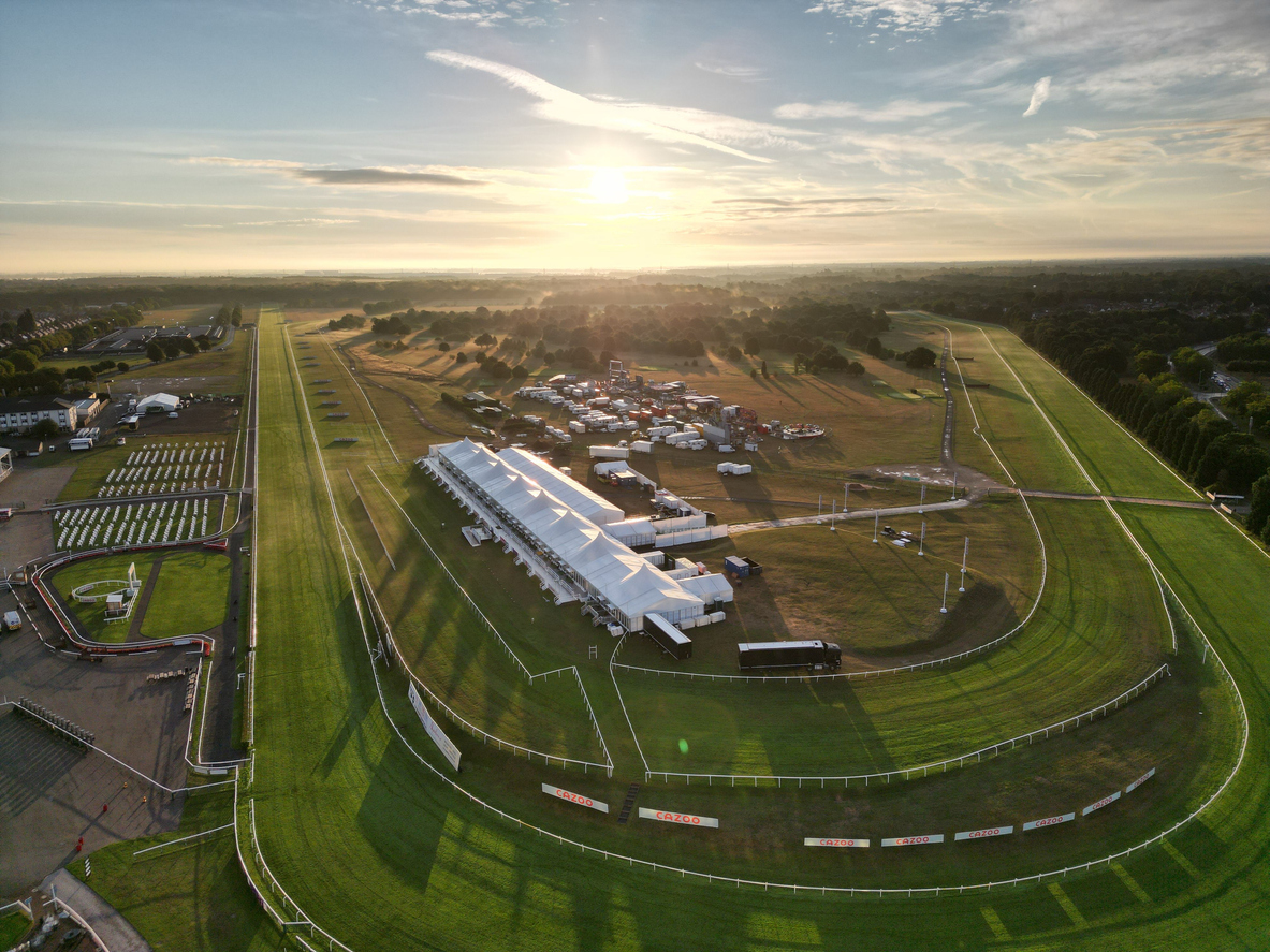 An aerial view of the Doncaster Racecourse in South Yorkshire, England