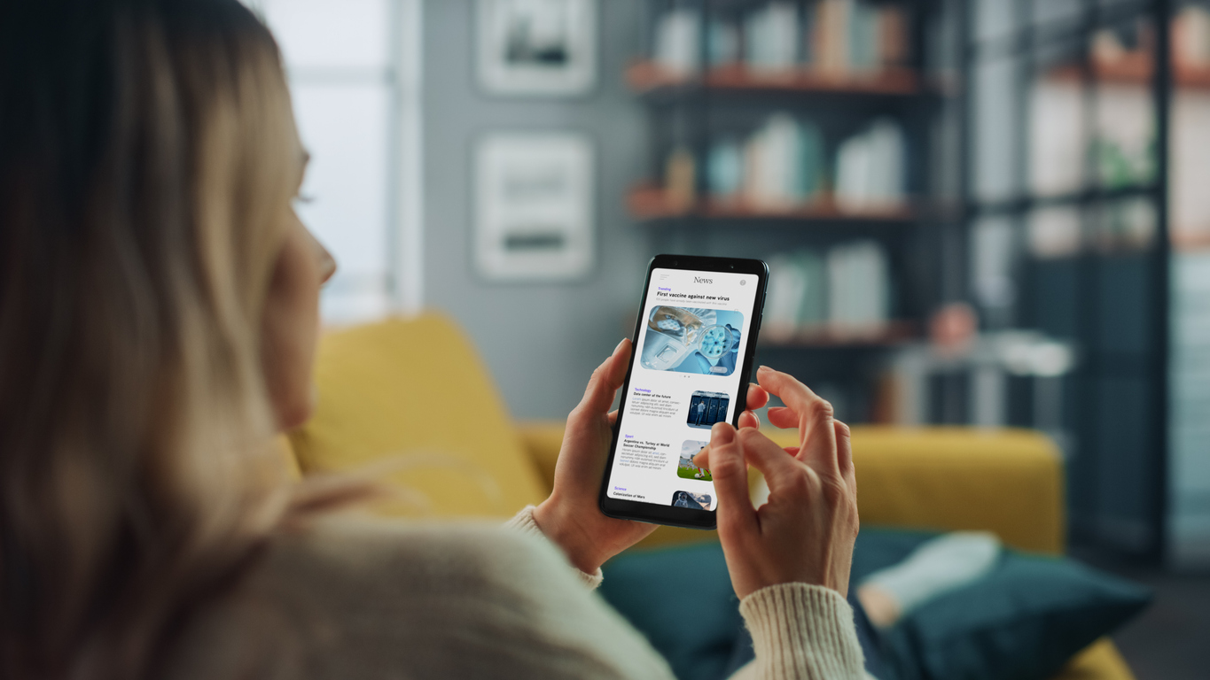 Woman reading the news, trusting instincts