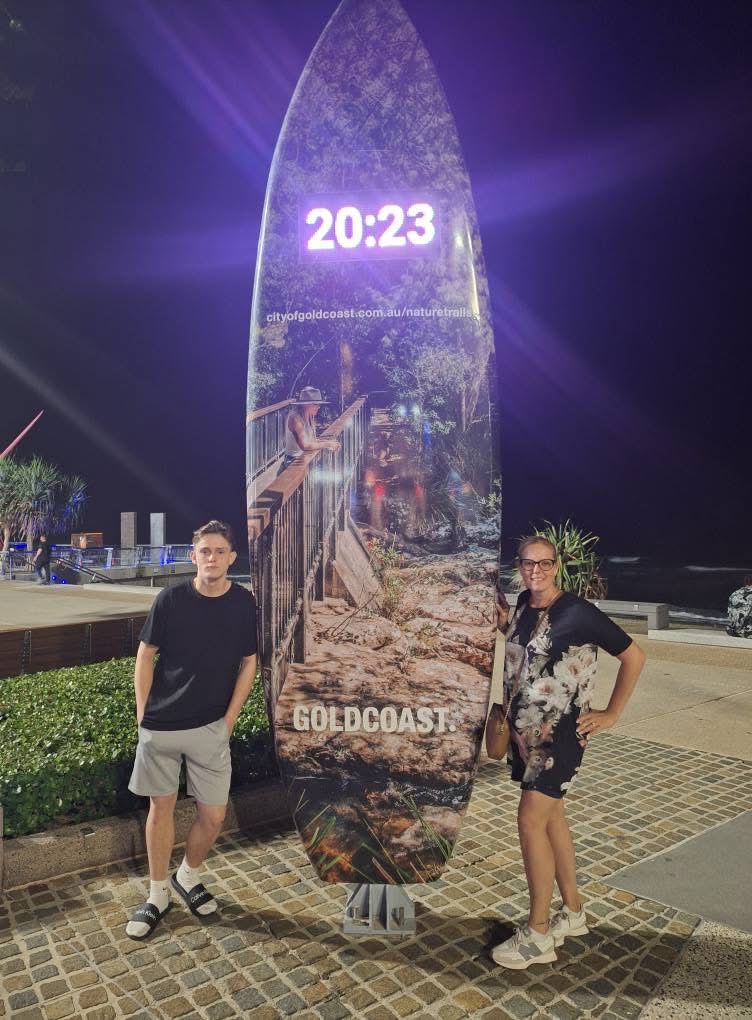 Max Emeny with Mum Steph in Australia