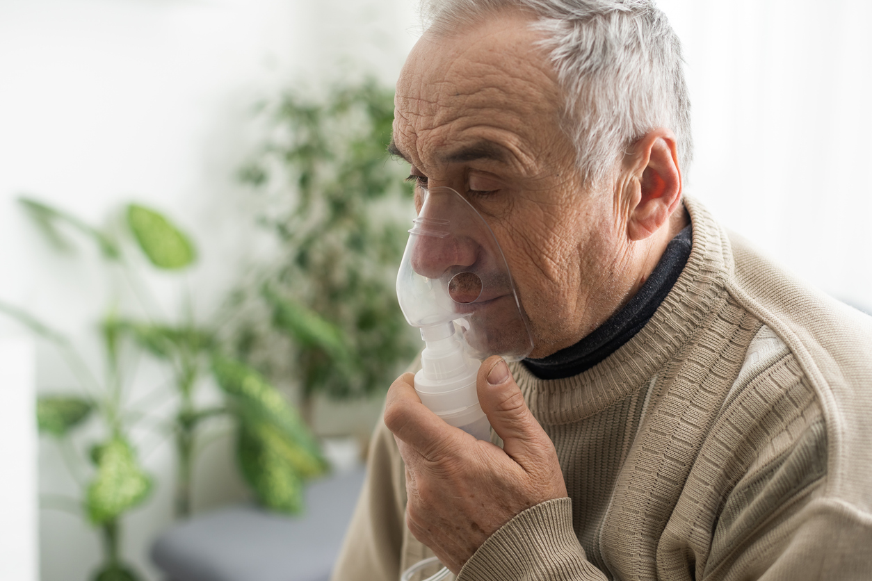 Man struggling with COPD