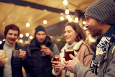 Friends celebrating winter