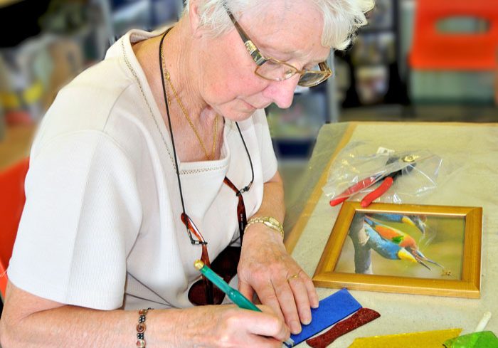 Janet planning her mosaic tile