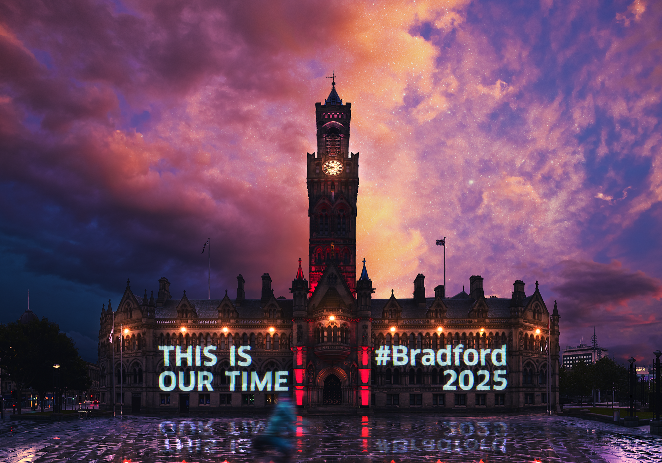 Bradford Town Hall still_ with projection