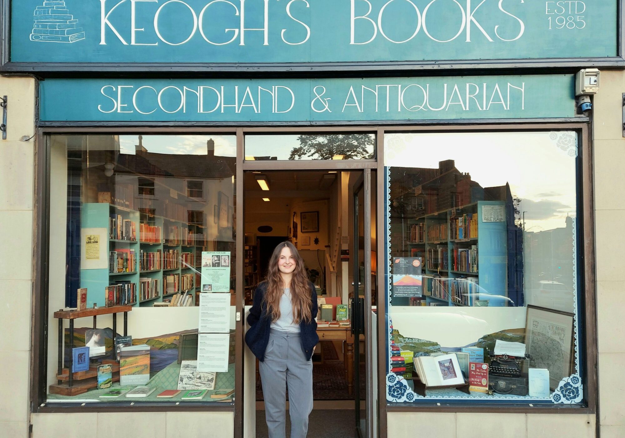 Carmel Keogh outside Keogh's Books on Skipton High Street