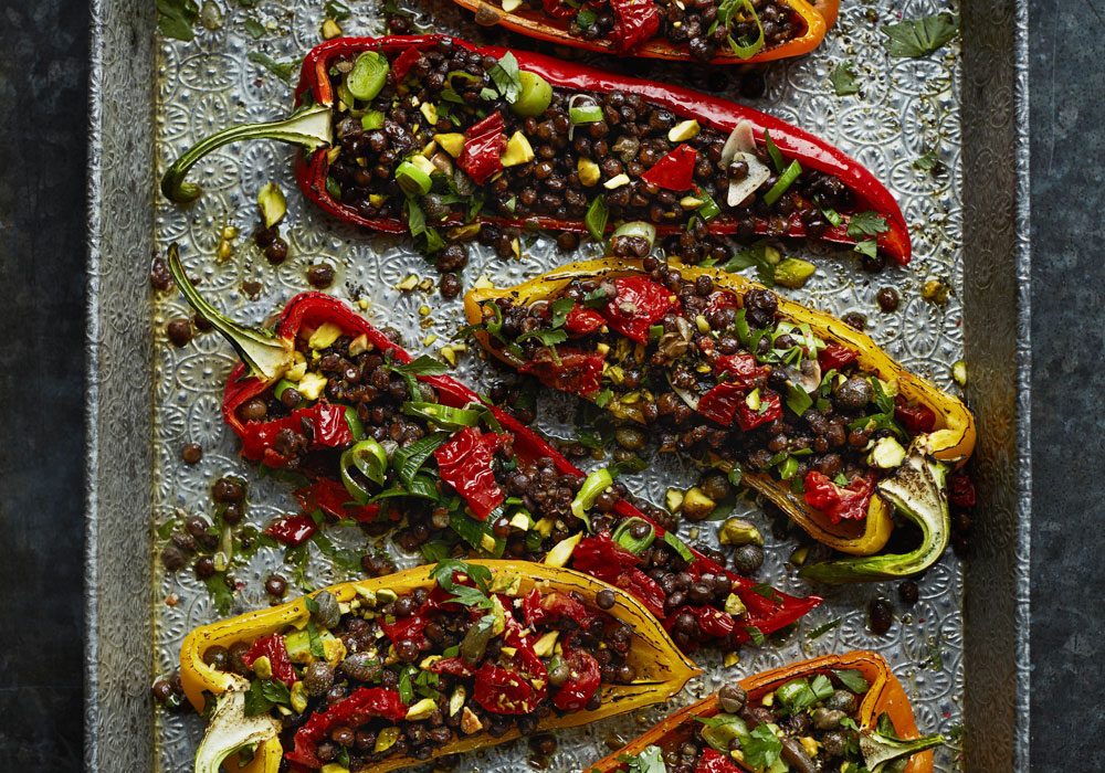 Peppers with Puy Lentils