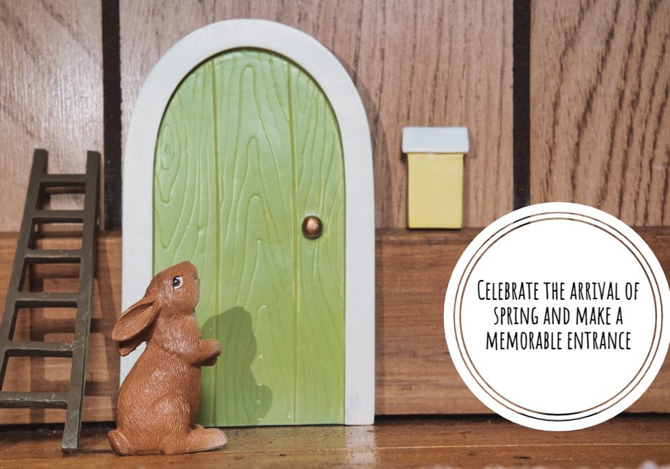 easter-decorations-rabbit-and-door-picture-id1306000765