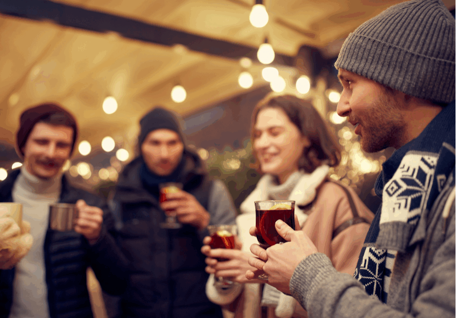 Friends celebrating winter