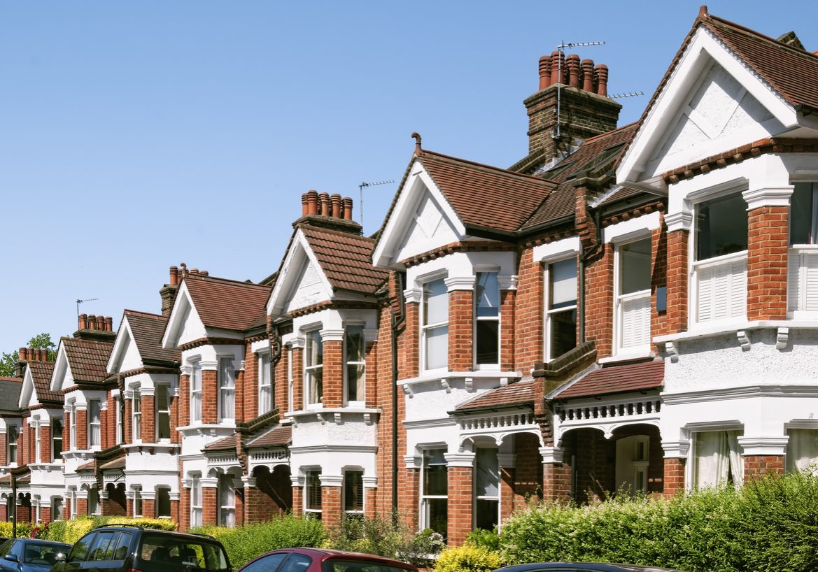 Row of Typical English Terraced Houses at London.