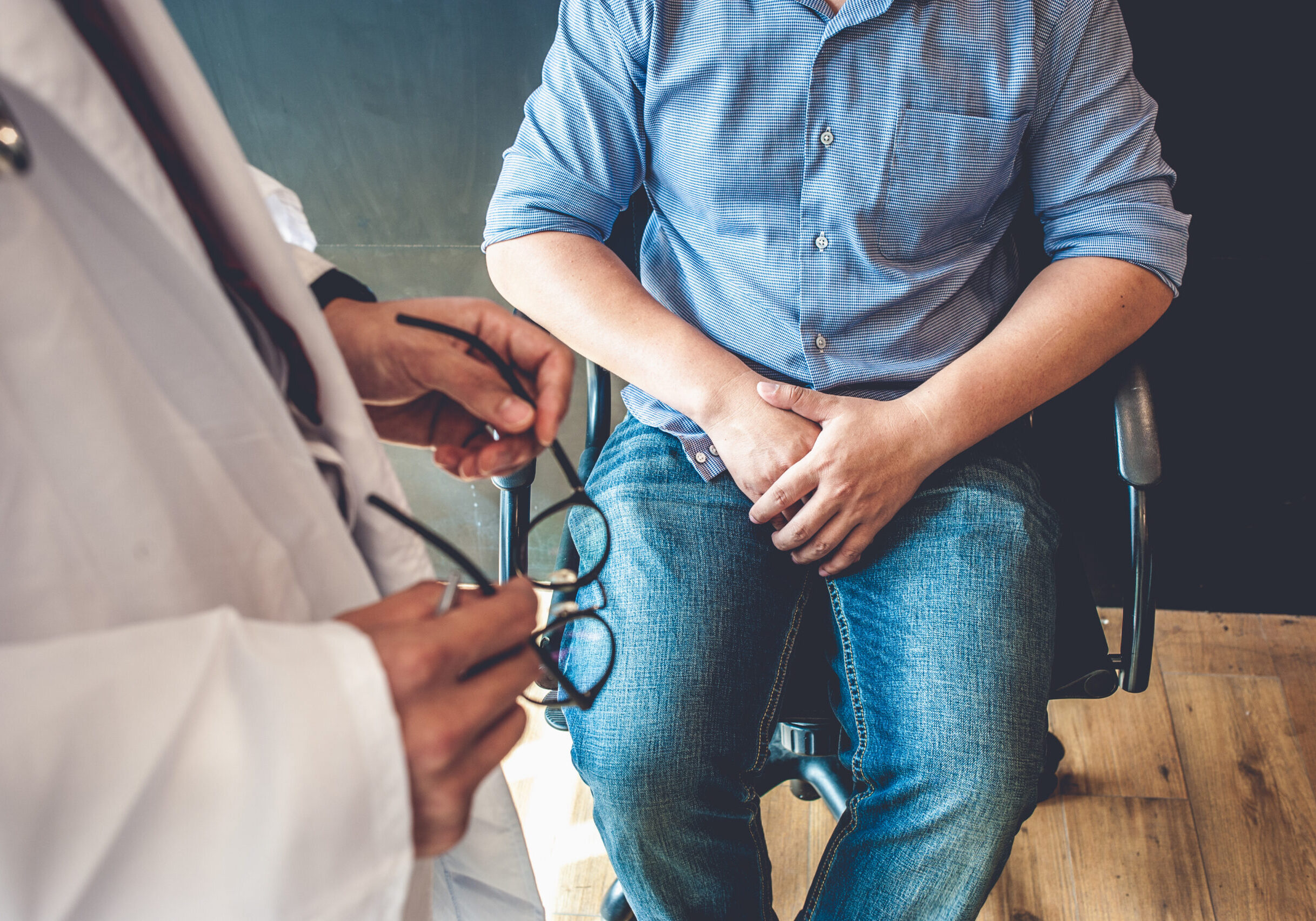 Doctors are consulting with young men about prostate cancer and venereal disease, including sexual dysfunction.Men Health Concept