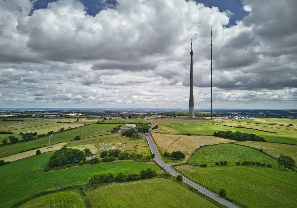 Emley Moor TV Transmitter, Yorkshire, England - Drone Image