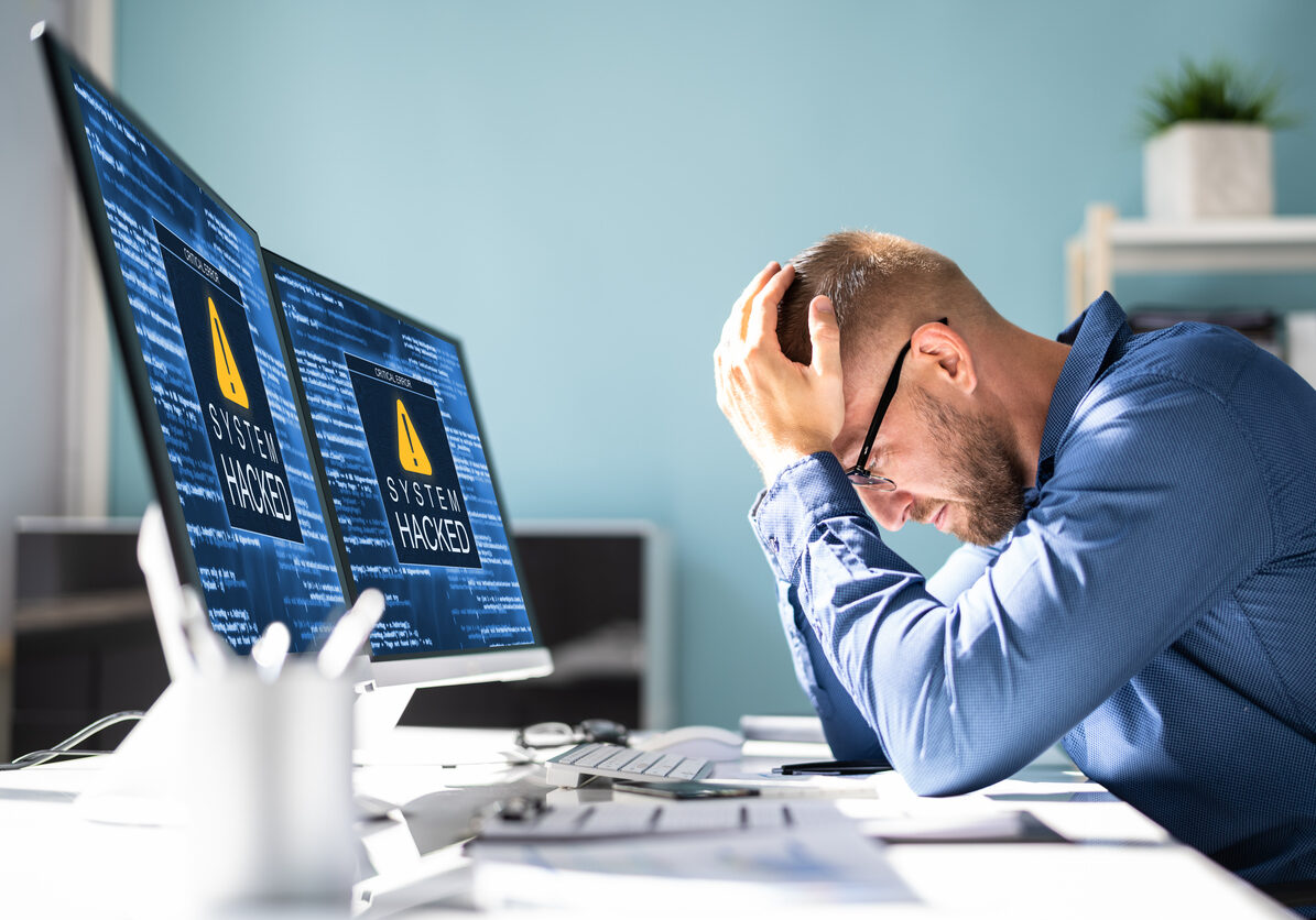 Ransomware Malware Attack. Business Computer Hacked. Security Breach