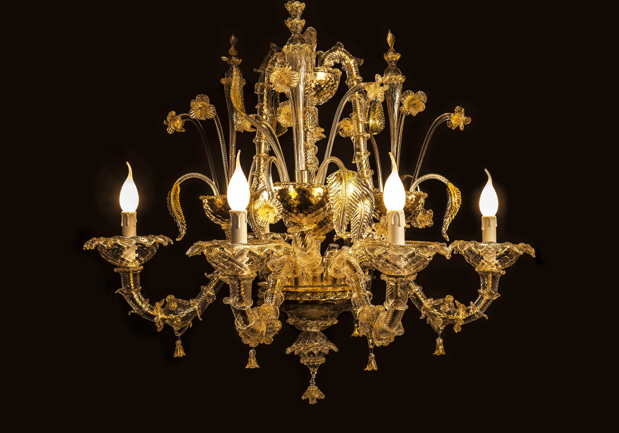 Murano chandelier glass lighting is made by master glass blowers.