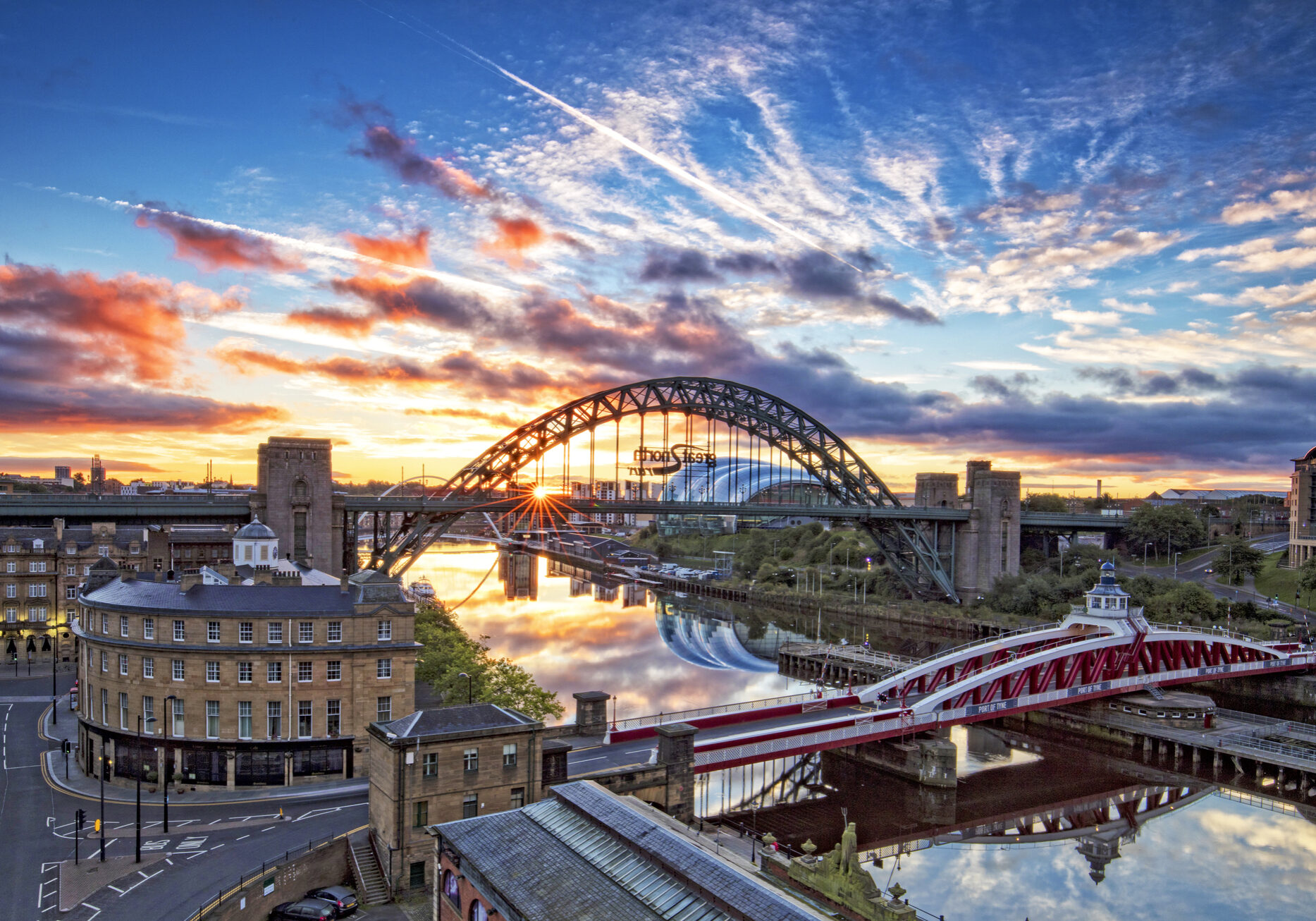 River Tyne crystal clear at sunrise over Newcastle