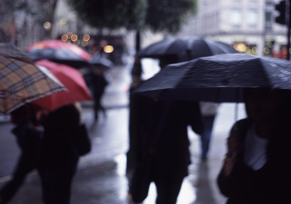 London rainy soft focus background.