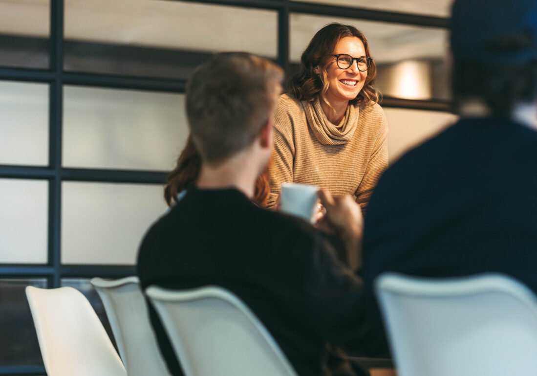 Creative teamwork in a tech company's boardroom