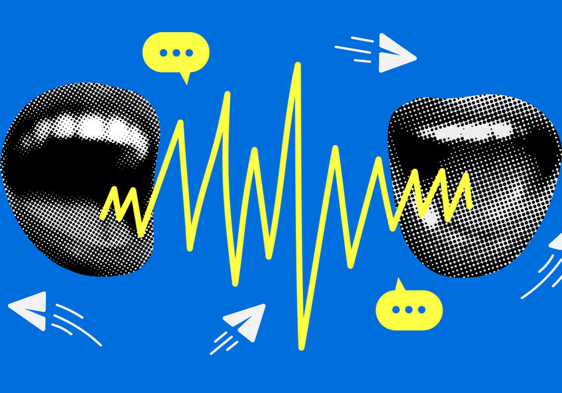 Screaming halftone lips. Gossiping women