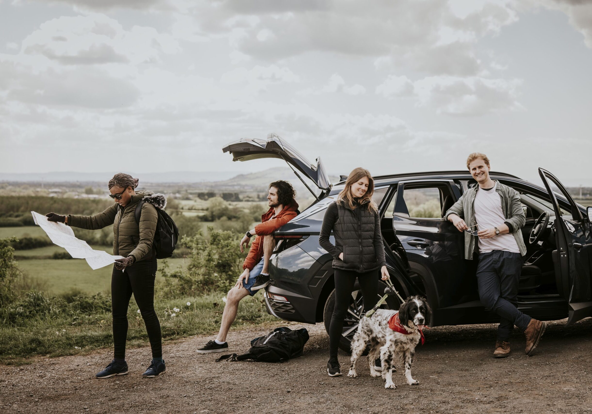 Group of friends on road trip photo