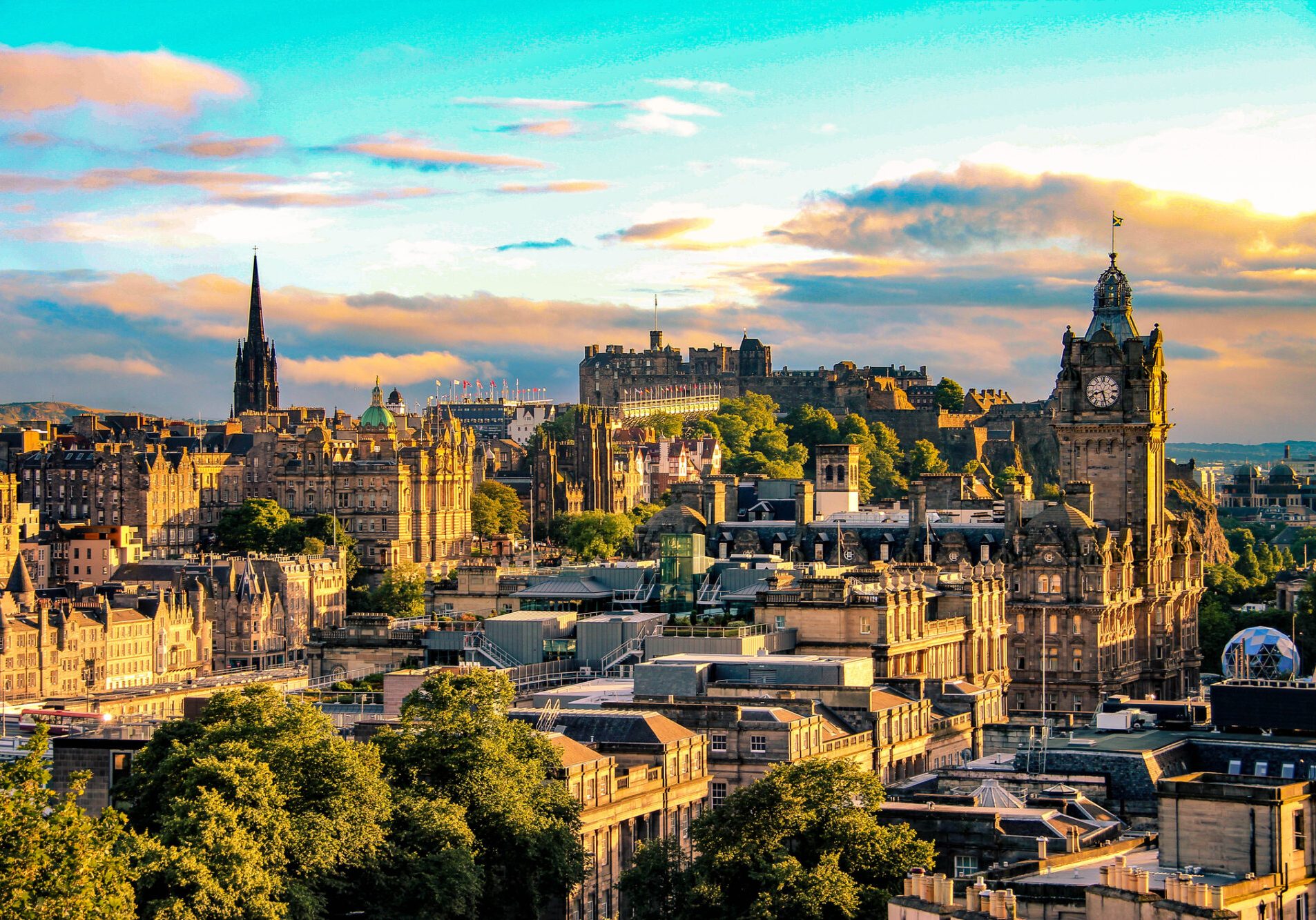 Edinburgh skyline as seen from Calton Hill, Scotland