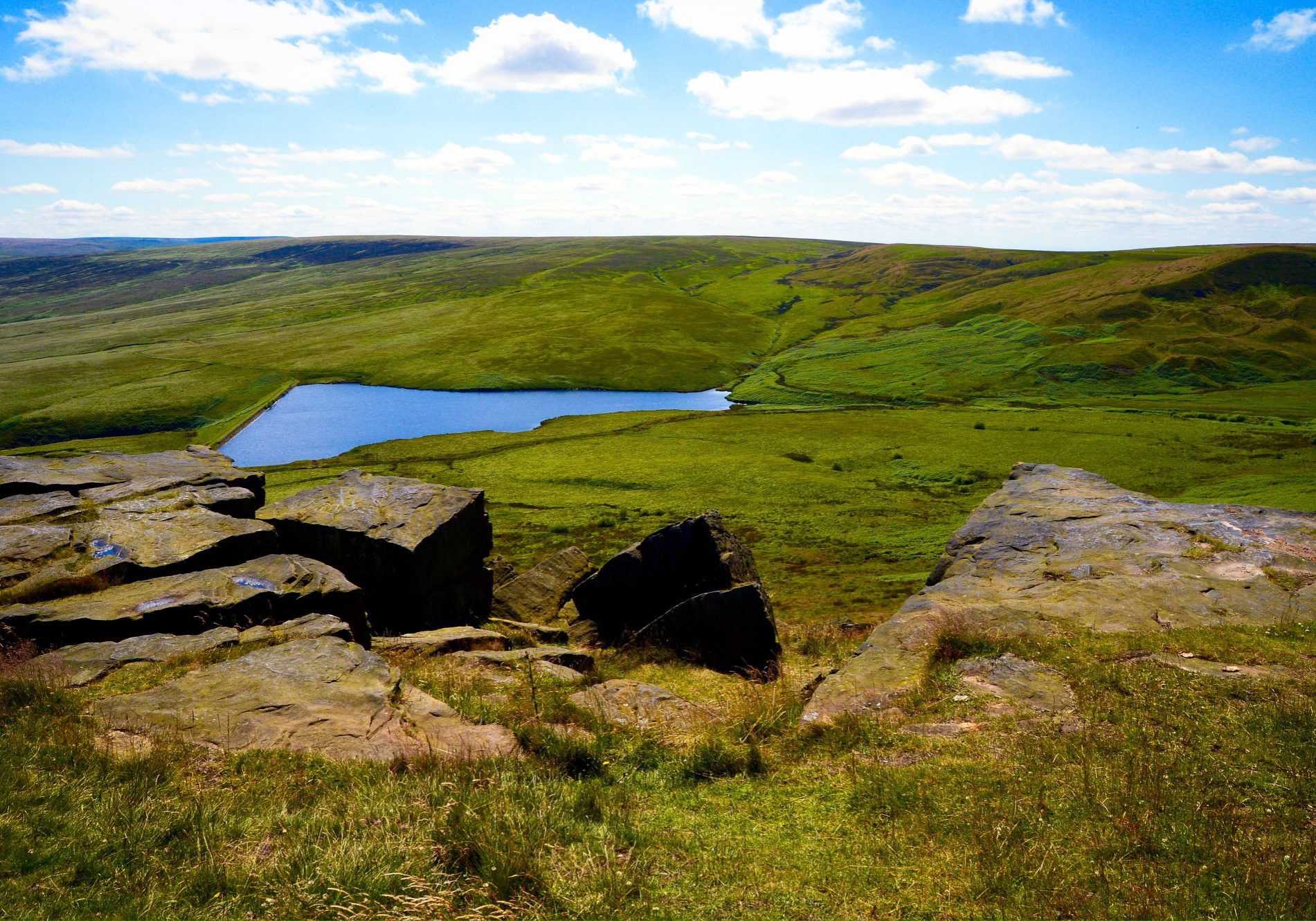 A view of Marsden Moor on a sunny day