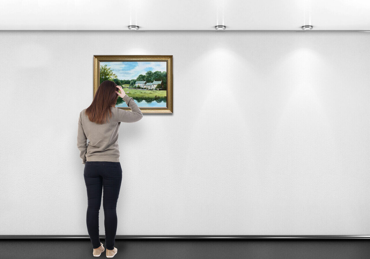 Woman in art gallery